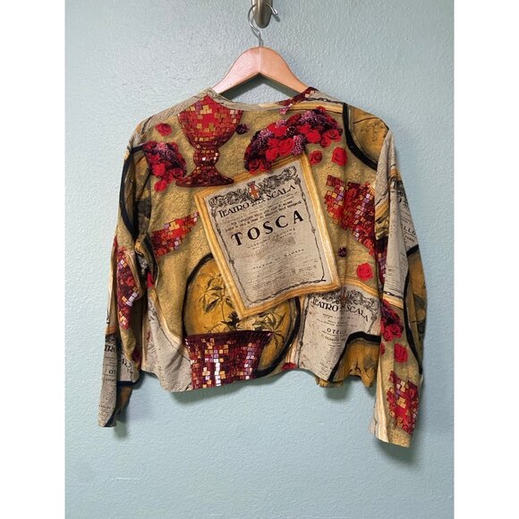 Vintage James World Women's Mustard Yellow Pattern Open Sweater Jacket Medium - Picture 2 of 10